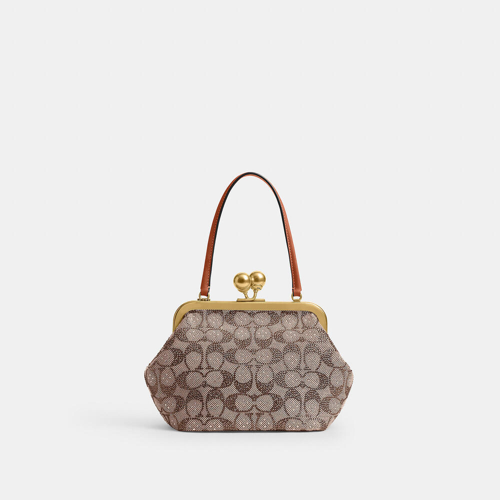 Coach Kisslock Frame Small Bag 16 In Crystal Signature Jacquard